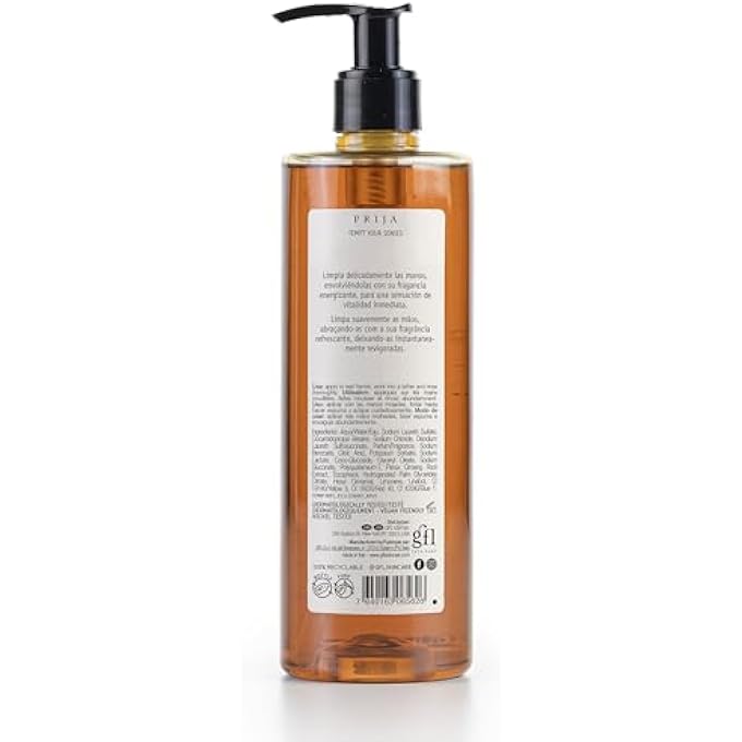 Prija VITALIZING CLEANSING HAND WASH WITH GINSENG (12.84 FL OZ) - INVIGORATING AND REVITALIZING - VEGAN FRIENDLY - DERMATOLOGICALLY TESTED - MADE WITH 100% RECYCLED BOTTLE - Image 3
